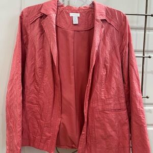 Chico's Pink Blazer Lightweight Linen Blend